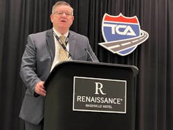 Jack Van Steenburg, executive director and chief safety officer at the Federal Motor Carrier Safety Administration, speaks to attendees June 6 at the Truckload Carriers Association&apos;s Safety &amp; Security Meeting in Nashville.