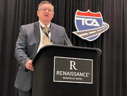 Jack Van Steenburg, executive director and chief safety officer at the Federal Motor Carrier Safety Administration, speaks to attendees June 6 at the Truckload Carriers Association's Safety & Security Meeting in Nashville. Jack Van Steenburg, executive director and chief safety officer at the Federal Motor Carrier Safety Administration, speaks to attendees June 6 at the Truckload Carriers Association's Safety & Security Meeting in Nashville.