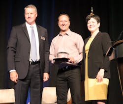 From left to right are ILTA chairman Tim Winters; Dan Morrill, vice president of terminal operations at U.S. Oil; and ILTA president Kathryn Clay. Morrill accepted the Platinum Safety Award in the small-company division on behalf of U.S. Oil, a U.S. Venture division.