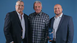 Chalk Mountain Services recently received a safety award from Samsara. From left to right are David Bowe, president of Chalk Mountain, four-time Super Bowl champion Joe Montana, and David Serach, director of safety at Chalk Mountain. Chalk Mountain Services recently received a safety award from Samsara. From left to right are David Bowe, president of Chalk Mountain, four-time Super Bowl champion Joe Montana, and David Serach, director of safety at Chalk Mountain.