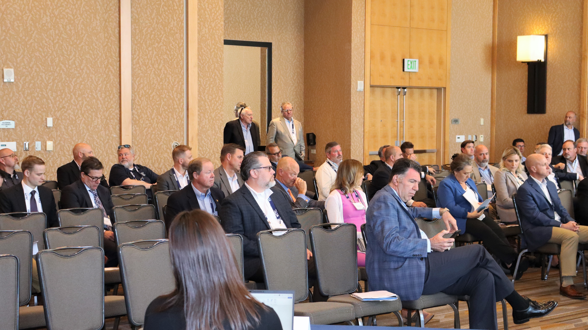 Carbon Express president Steve Rush stands next to Groendyke Transport president and CEO Greg Hodgen, at right, during the advocacy meeting at NTTC's 2022 Annual Conference in San Diego, Calif.