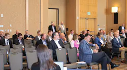 Carbon Express president Steve Rush stands next to Groendyke Transport president and CEO Greg Hodgen, at right, during the advocacy meeting at NTTC's 2022 Annual Conference in San Diego, Calif.