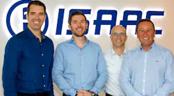 IsaacCEO Jacques DeLarochelliere (left), Jean Loup Le Roux, partner with law firm Henri & Wolf, Isaac CTO David Brillon and Isaac VP of IT and Security Joe Russo celebrate after receiving notification of the ISO 27001 certification.