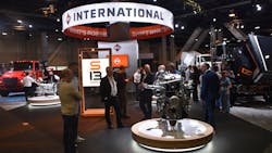 The S13 Integrated Powertrain takes a front-and-center position at International Truck’s CONEXPO-CON/AGG 2023 exhibit space. The S13 Integrated Powertrain takes a front-and-center position at International Truck’s CONEXPO-CON/AGG 2023 exhibit space.