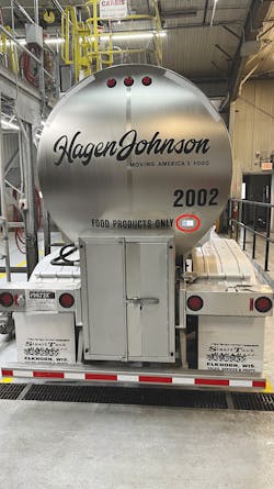 The Vessey blockchain system, accessed through a trailer QR code seen here in its actual size, an app, or a desktop computer, ensures digitized records of tank trailer’s entire life journey are unalterable. The Vessey blockchain system, accessed through a trailer QR code seen here in its actual size, an app, or a desktop computer, ensures digitized records of tank trailer’s entire life journey are unalterable.