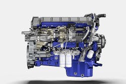 The Volvo D13 engine’s torque curve and faster rear axle ratios promote higher efficiency. The Volvo D13 engine’s torque curve and faster rear axle ratios promote higher efficiency.
