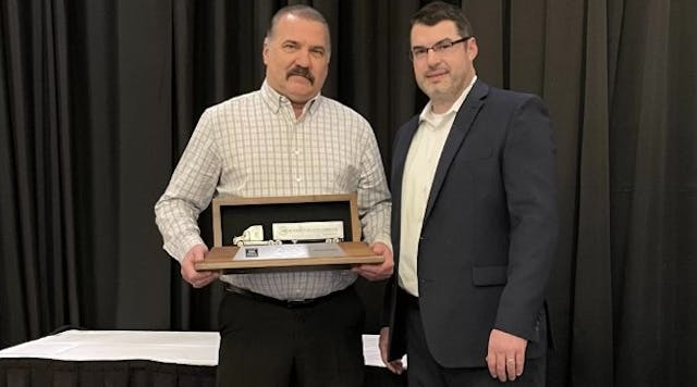 The Trucking Association of New York&apos;s safety council named Byrne Dairy the 2022 Statewide Grand Champion. Pictured are Mike Powers, director of fleet safety and transportation for Byrne Dairy, at left, and Joseph Peplinski, TANY safety council chair.