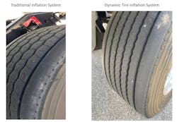Tread wire with a traditional tire inflation system compared to wear using Drōv’s AirBoxOne for dynamic tire inflation. Tread wire with a traditional tire inflation system compared to wear using Drōv’s AirBoxOne for dynamic tire inflation.