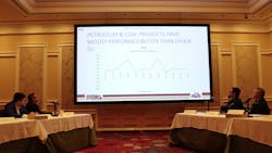 Paul Lee, Institute for Supply Management director of research and analytics, reviewed the concept of a “rolling recession” and explained why it’s a pernicious problem during National Tank Truck Carriers’ 2023 Annual Conference in Boston, Massachusetts. Paul Lee, Institute for Supply Management director of research and analytics, reviewed the concept of a “rolling recession” and explained why it’s a pernicious problem during National Tank Truck Carriers’ 2023 Annual Conference in Boston, Massachusetts.