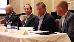 From left to right are Cox Petroleum’s Jeremy Mairs, Ventura Transfer Company’s Randy Clifford, J&M Tank Lines’ Harold Sumerford Jr., and Schneider’s Jason Howe. From left to right are Cox Petroleum’s Jeremy Mairs, Ventura Transfer Company’s Randy Clifford, J&M Tank Lines’ Harold Sumerford Jr., and Schneider’s Jason Howe.