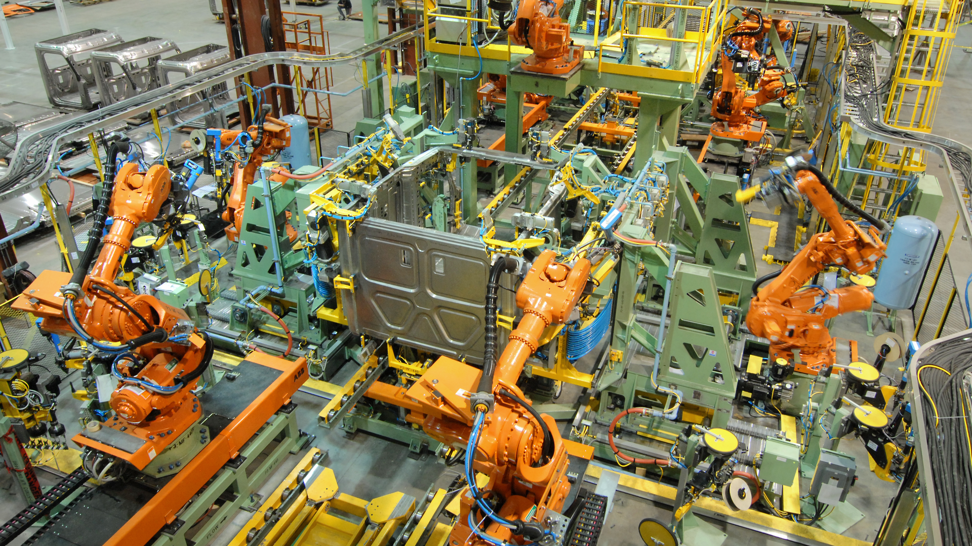 Freightliner Cascadia robotic cab assembly.