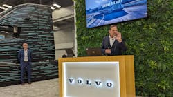 VTNA President Peter Voorhoeve, right, and Magnus Gustafson, VTNA VP of connected services. VTNA President Peter Voorhoeve, right, and Magnus Gustafson, VTNA VP of connected services.