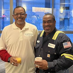 Kenneth Tolliver, at left, the 2022-23 NTTC Professional Tank Truck Driver of the Year, from G&D Trucking/Hoffman Transportation; and 2023-24 Driver of the Year finalist Ed Heard, from Highway Transport. Kenneth Tolliver, at left, the 2022-23 NTTC Professional Tank Truck Driver of the Year, from G&D Trucking/Hoffman Transportation; and 2023-24 Driver of the Year finalist Ed Heard, from Highway Transport.