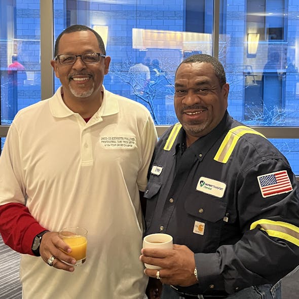 Kenneth Tolliver, at left, the 2022-23 NTTC Professional Tank Truck Driver of the Year, from G&amp;D Trucking/Hoffman Transportation; and 2023-24 Driver of the Year finalist Ed Heard, from Highway Transport.