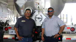 Augie Quintero, at left, owner and president of AJA Tanks, started the business in 2017 with help from Lorenzo Butanda, AJA general manager, who previously worked with Quintero at Vantage Trailers.