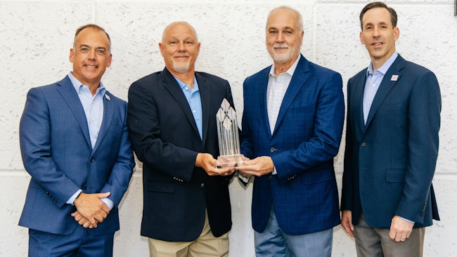 From left to right are Mitchell Toomey, ACC VP of sustainability and Responsible Care; Rick Lusby, Highway Transport VP of safety and fleet services; Travis O’Banion, Highway Transport managing director of safety and sustainability; and Chris Jahn, ACC president and CEO.