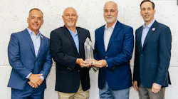 From left to right are Mitchell Toomey, ACC VP of sustainability and Responsible Care; Rick Lusby, Highway Transport VP of safety and fleet services; Travis O’Banion, Highway Transport managing director of safety and sustainability; and Chris Jahn, ACC president and CEO.