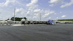 Caledonia's new food-grade tank cleaning facility in Janesville, Wisconsin, now is fully paved. Caledonia's new food-grade tank cleaning facility in Janesville, Wisconsin, now is fully paved.