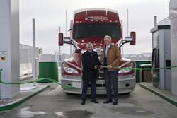 Michael Rose, Tourmaline chairman, president, and CEO, at left, and Andrew Littlefair, Clean Energy president and CEO, officially open the Tourmaline and Clean Energy CNG station in Calgary, Alberta, Canada. Michael Rose, Tourmaline chairman, president, and CEO, at left, and Andrew Littlefair, Clean Energy president and CEO, officially open the Tourmaline and Clean Energy CNG station in Calgary, Alberta, Canada.