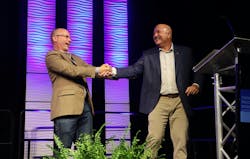 Ward best and keynote speaker Roger Seip, at left, share a laugh during NTTC's 2024 Annual Conference. Ward best and keynote speaker Roger Seip, at left, share a laugh during NTTC's 2024 Annual Conference.