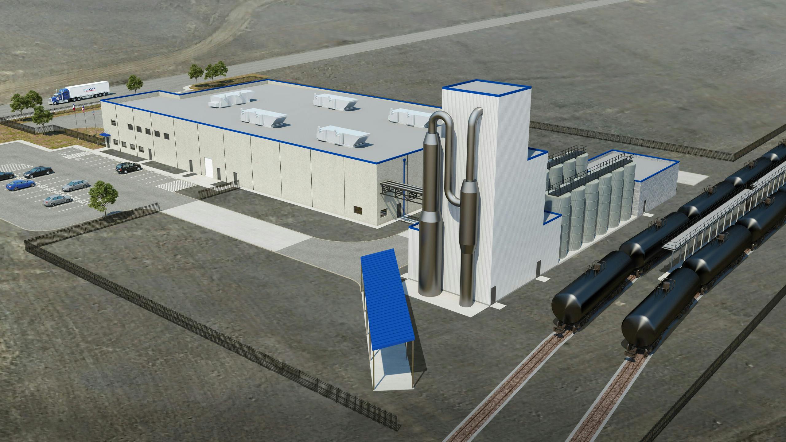 Digital rendering of Coast Packing Company&rsquo;s new Edible Oils Refinery and Packaging Facility, located at 9400 Centerport Blvd.