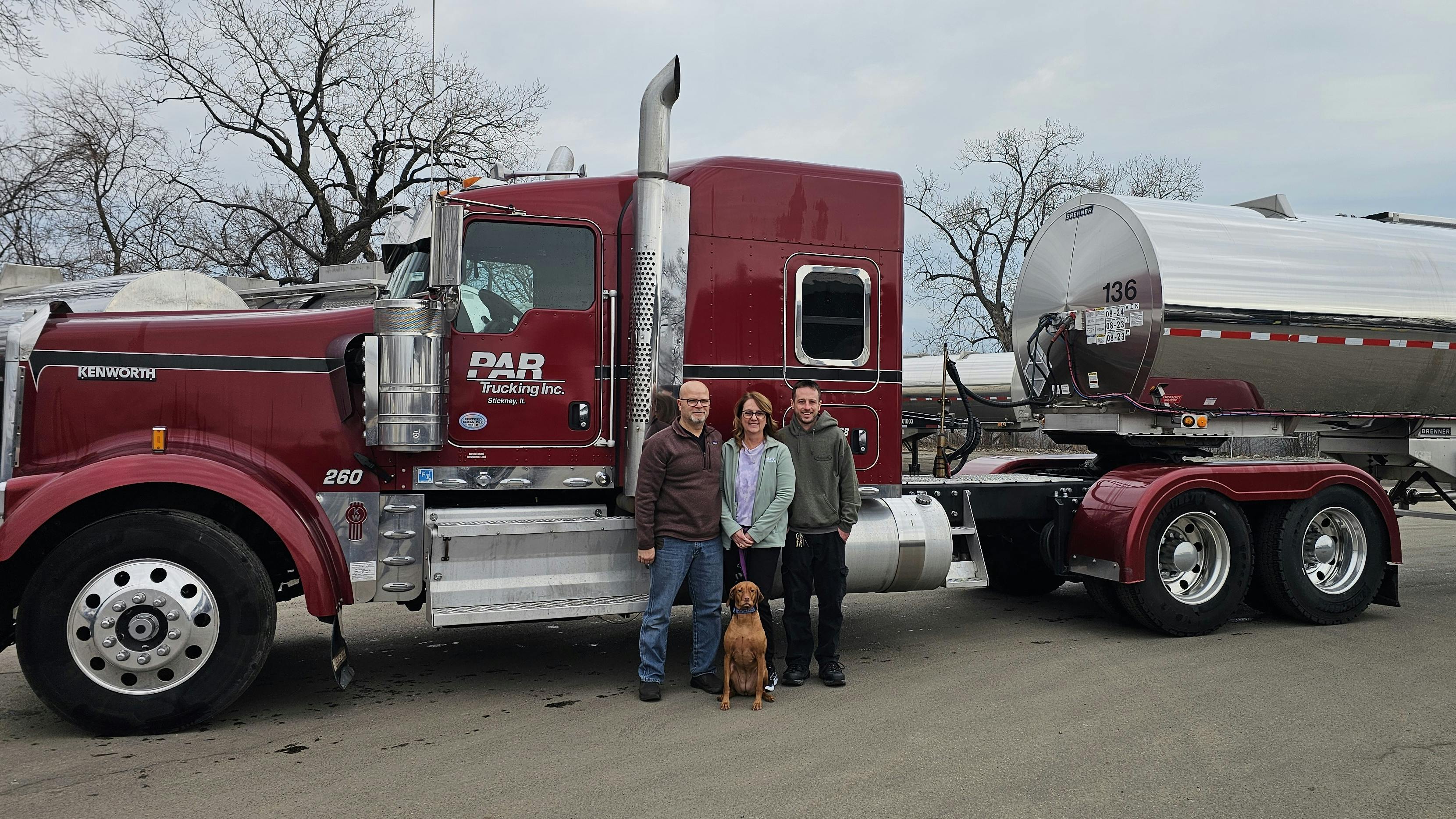 From left to right are PAR Trucking leaders Brian Retherford, president; Janet Retherford, HR director; and Kevin D'Ambrosio, operations manager.