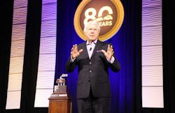 Keynote speaker Jimmy Johnson delivered a tank truck version of his famous Cowboys saying at the request of Ryan Streblow. Keynote speaker Jimmy Johnson delivered a tank truck version of his famous Cowboys saying at the request of Ryan Streblow.