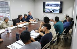 Danny Shelton, HazMat Resources president, at top left, conducts a cargo tank inspection training the same day Bulk Transporter visited. Danny Shelton, HazMat Resources president, at top left, conducts a cargo tank inspection training the same day Bulk Transporter visited.
