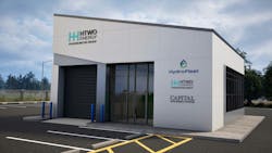 HTWO Energy Savannah station depictions are represented for the planned Pooler, Georgia, facility. HTWO Energy Savannah station depictions are represented for the planned Pooler, Georgia, facility.