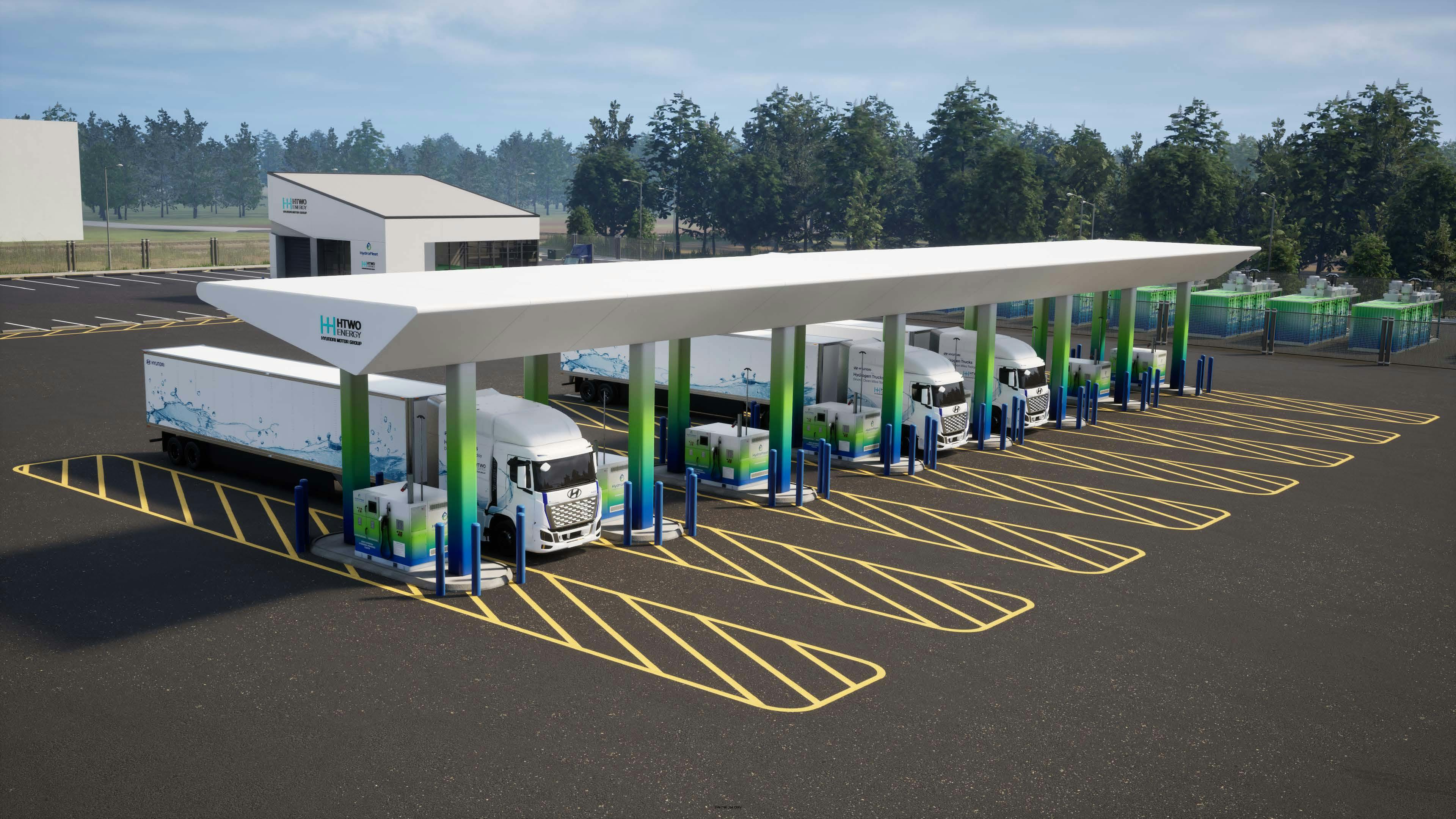 HTWO Energy Savannah station depictions are represented for the planned Pooler, Georgia, facility.