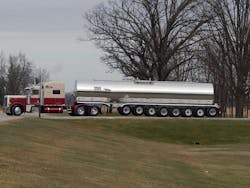 MBH Trucking runs heavy-duty eight-axle tank trailers in Michigan, where gross vehicle weight limits are higher. MBH Trucking runs heavy-duty eight-axle tank trailers in Michigan, where gross vehicle weight limits are higher.