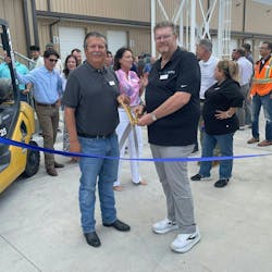 The grand opening ceremony for Equilibrium Catalyst's new shipping warehouse in Houston included CEO Van Eversull, at left, and COO Kevin Dodds. The grand opening ceremony for Equilibrium Catalyst's new shipping warehouse in Houston included CEO Van Eversull, at left, and COO Kevin Dodds.