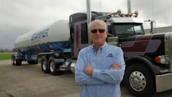 Grammer Logistics chemical hauler Mark Schroyer has seen a lot through the windshield of a tank truck during his 45-year career. Grammer Logistics chemical hauler Mark Schroyer has seen a lot through the windshield of a tank truck during his 45-year career.