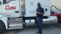 Darrin Guillory, a finalist in Natinonal Tank Truck Carriers' Driver of the Year contest last year, is one of the newest members of Custom's million-mile safe driver club. Darrin Guillory, a finalist in Natinonal Tank Truck Carriers' Driver of the Year contest last year, is one of the newest members of Custom's million-mile safe driver club.