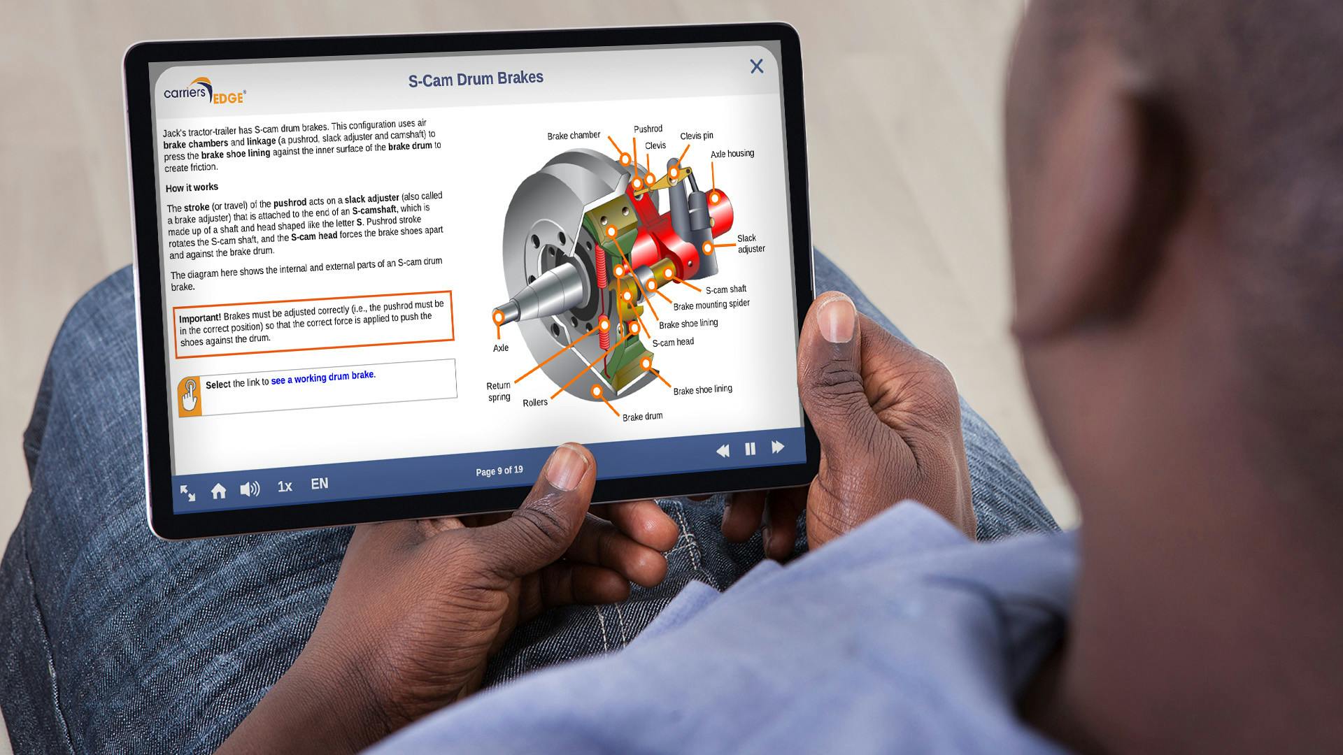 The new CarriersEdge air brake program includes eight interactive modules that can be taken individually or as a compilation course totaling 156 minutes of training.