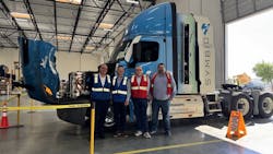 Symbio North America is converting two Freightliner Cascadias to hydrogen-electric tractors for Talke USA’s drayage operations in the Houston area. Symbio North America is converting two Freightliner Cascadias to hydrogen-electric tractors for Talke USA’s drayage operations in the Houston area.