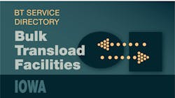 Transload Directory title slide for Iowa with an icon representing product transfer Transload Directory title slide for Iowa with an icon representing product transfer