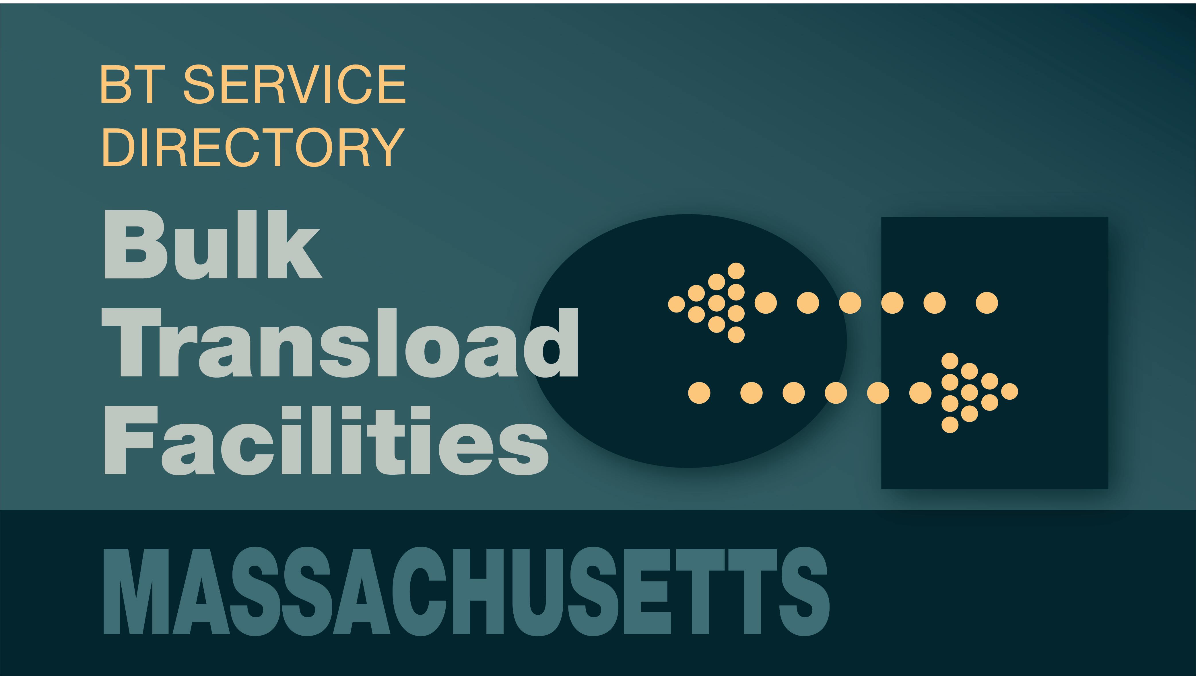 Transload Directory title slide for Massachusetts with an icon representing product transfer
