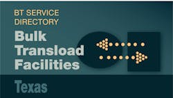 Transload Directory title slide for Texas with an icon representing product transfer Transload Directory title slide for Texas with an icon representing product transfer