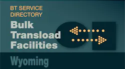 Transload Directory title slide for Wyoming with an icon representing product transfer
