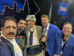From left to right are Optym’s Ravi Ahuja, founder and CEO; Shaman Ahuja, deputy CEO; Danny Zeenburg, director of product; Matt Muntzenberger, vice president of sales; and Ryan Knight, VP of sales. From left to right are Optym’s Ravi Ahuja, founder and CEO; Shaman Ahuja, deputy CEO; Danny Zeenburg, director of product; Matt Muntzenberger, vice president of sales; and Ryan Knight, VP of sales.