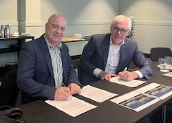 Franz Fischer, owner and managing director of Franz Fischer Spedition, at left, is combining his operation with Schenk Tanktransport, led by Schenk CEO Marcel Claessen, after Schenk’s recent acquisition of the German tank transport specialist. Their combined European operation is expected to generate $663.7 million in annual revenue. Franz Fischer, owner and managing director of Franz Fischer Spedition, at left, is combining his operation with Schenk Tanktransport, led by Schenk CEO Marcel Claessen, after Schenk’s recent acquisition of the German tank transport specialist. Their combined European operation is expected to generate $663.7 million in annual revenue.