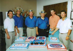 The Grote family, including John Grote, Mike Grote, Buzz Grote, Bill Grote, Rick Grote, and Dominic Grote, gathered to celebrate their company’s 100th birthday in 2001. The Grote family, including John Grote, Mike Grote, Buzz Grote, Bill Grote, Rick Grote, and Dominic Grote, gathered to celebrate their company’s 100th birthday in 2001.