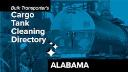 Text describing directory section over photo of man cleaning exterior of tank trailer Text describing directory section over photo of man cleaning exterior of tank trailer