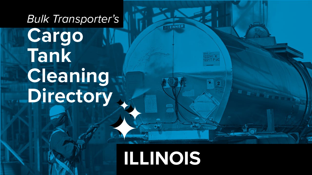 Text describing directory section over photo of man cleaning exterior of tank trailer