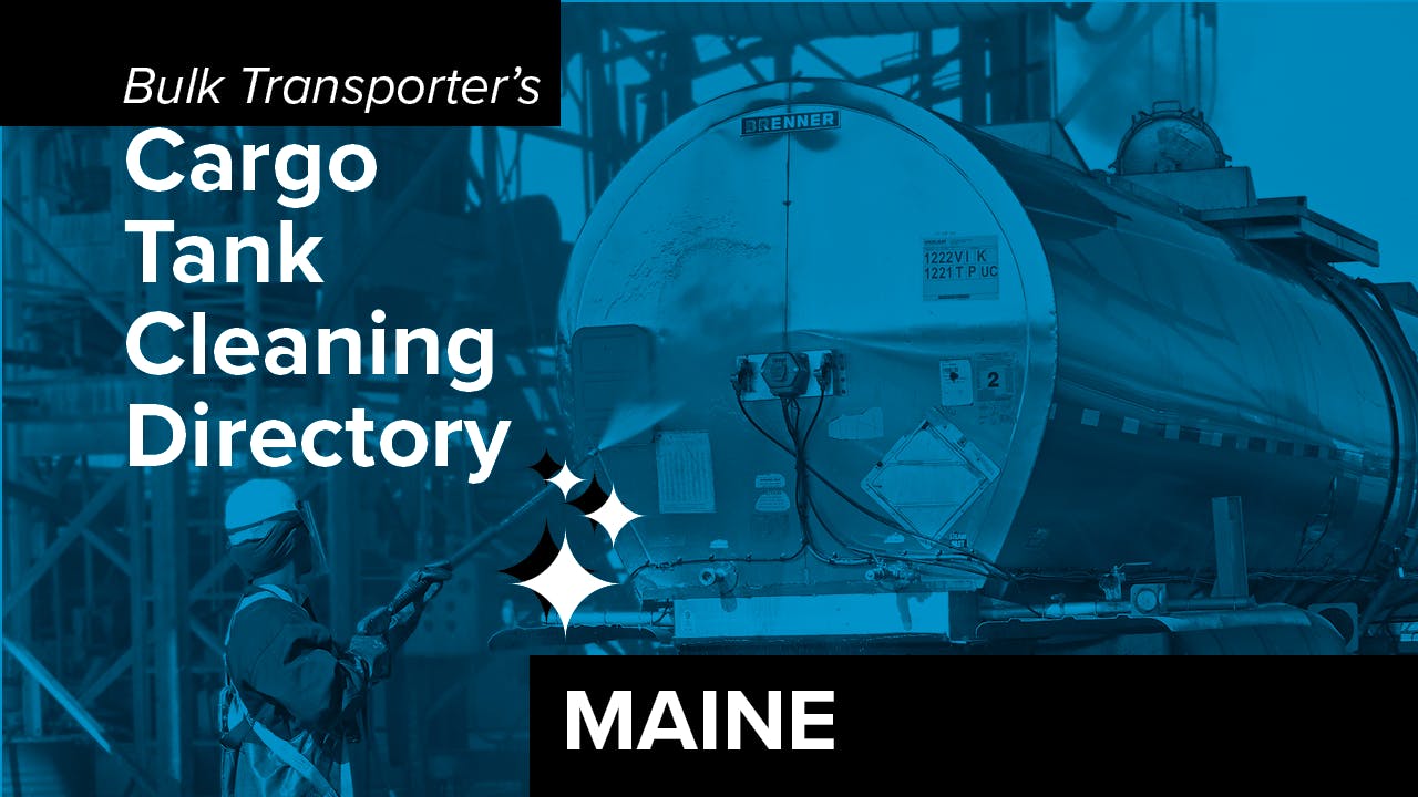 Text describing directory section over photo of man cleaning exterior of tank trailer