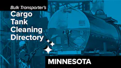 Text describing directory section over photo of man cleaning exterior of tank trailer Text describing directory section over photo of man cleaning exterior of tank trailer