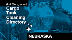 Text describing directory section over photo of man cleaning exterior of tank trailer Text describing directory section over photo of man cleaning exterior of tank trailer