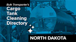 Text describing directory section over photo of man cleaning exterior of tank trailer