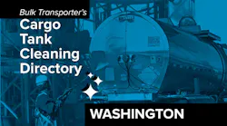 Text describing directory section over photo of man cleaning exterior of tank trailer